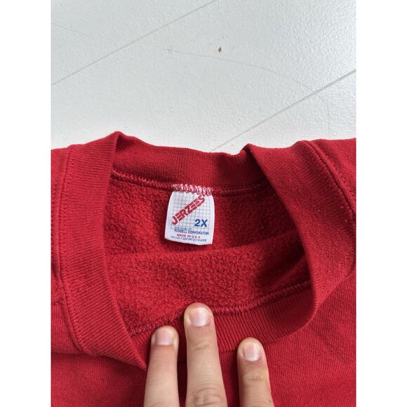 Vintage 90s Red Jerzees 2XL Crewneck Sweatshirt 24 x 28 - Picture 7 of 7
